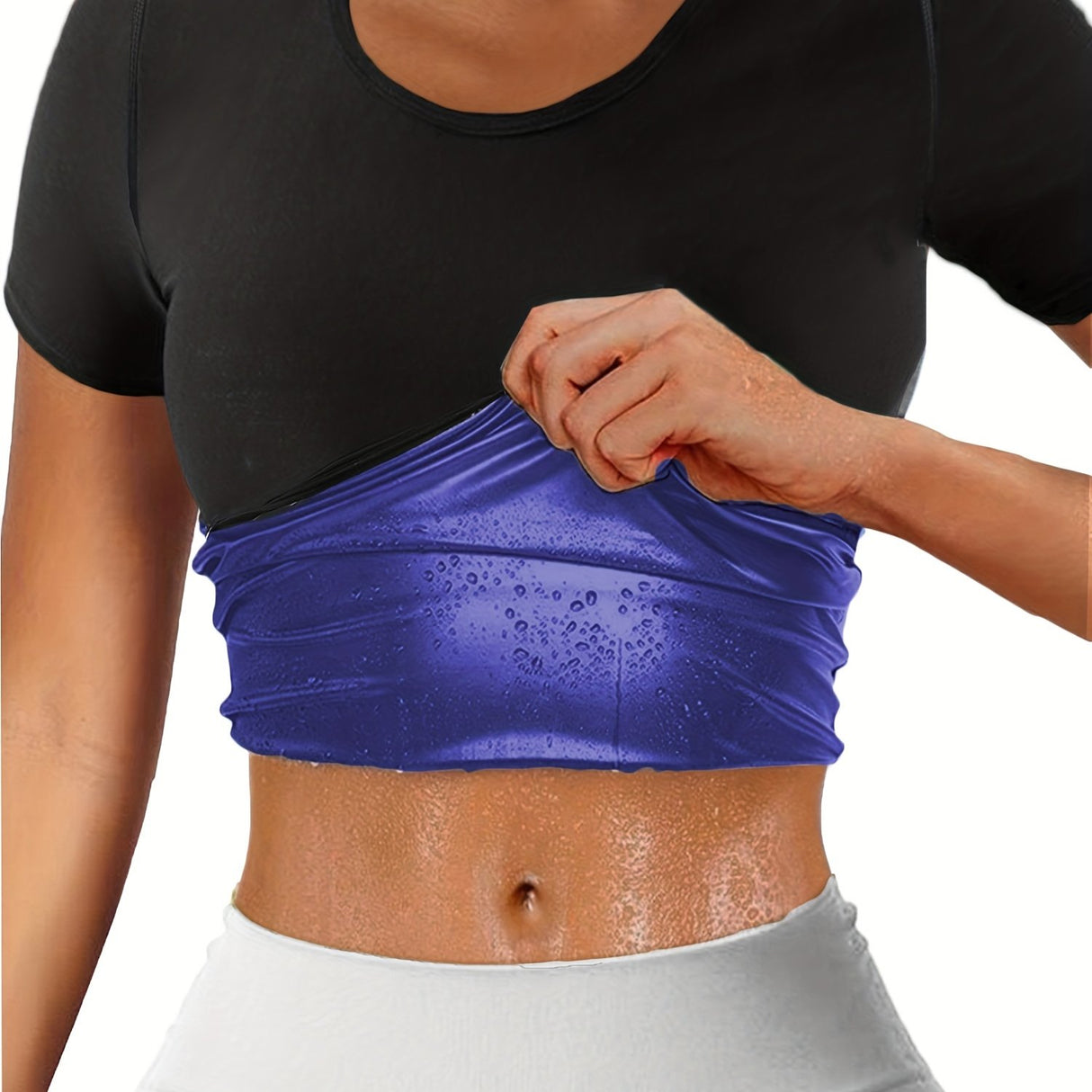 Womens Sweat Sauna Tops with Short Sleeves and Crew Neck - muscleflexzone