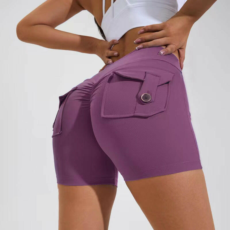 High Waist Hip Lifting Shorts With Pockets - muscleflexzone