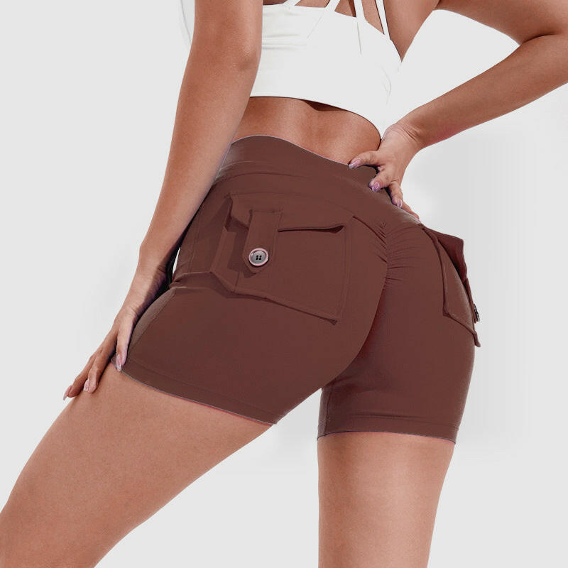 High Waist Hip Lifting Shorts With Pockets - muscleflexzone