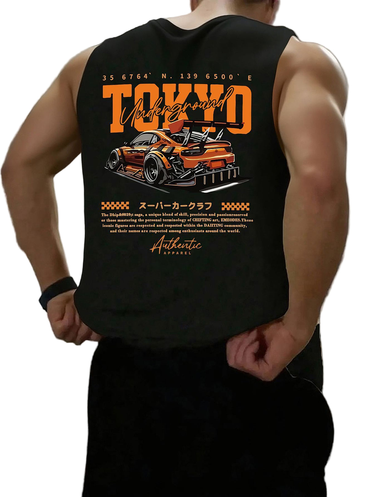 MFZ Men's Lightweight Breathable Sleeveless Tank Top with Tokyo Speed Hunter 1989 - muscleflexzone