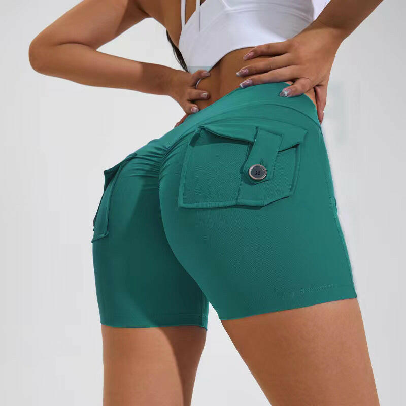 High Waist Hip Lifting Shorts With Pockets - muscleflexzone