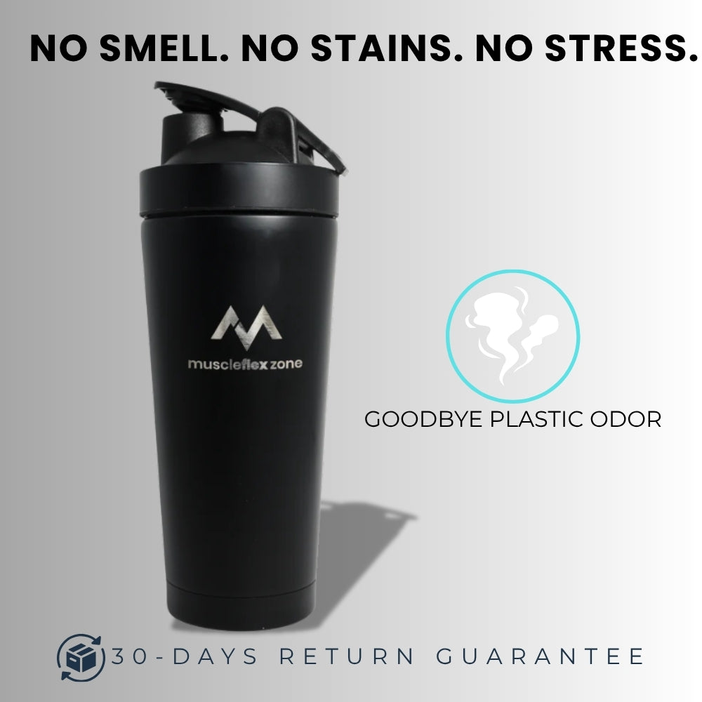 MFZ Premium Stainless Steel Protein Shaker Bottle - 750ml - muscleflexzone