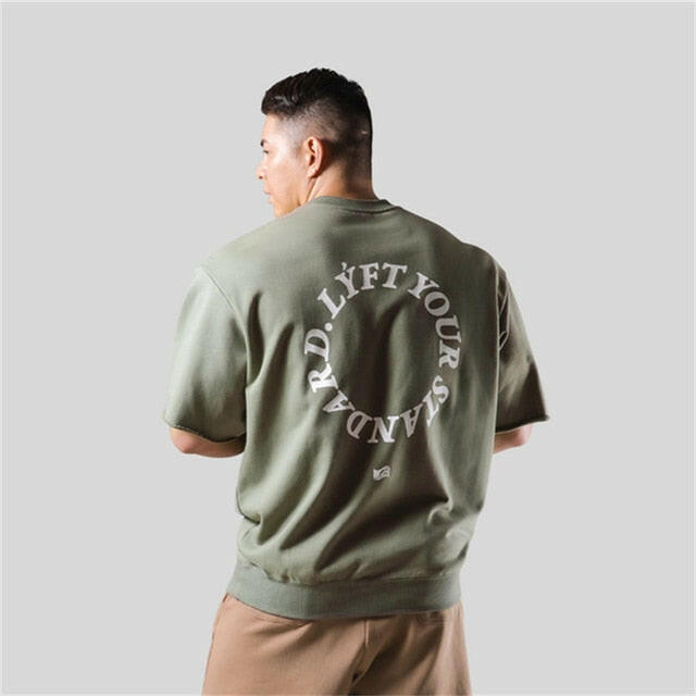 Men's Oversized Half Sleeve Cotton T-Shirt Gym wear LYFT YOUR STANDARDS - muscleflexzone