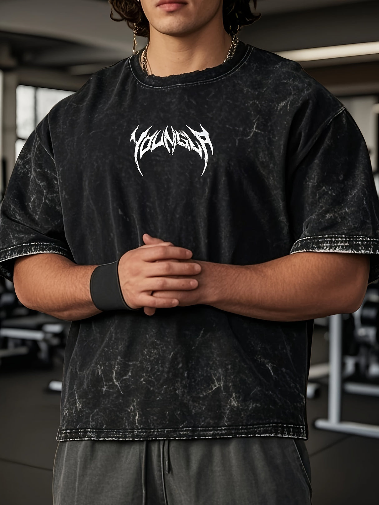 Youngla Men's Heavyweight 230gsm Vintage Washed T-Shirt - muscleflexzone