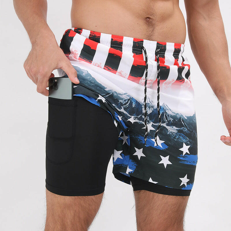 Printed Beach Shorts Double Layer Casual Sport Shorts - muscleflexzone