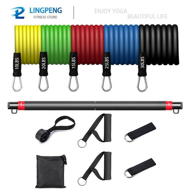 Fitness Resistance Rubber Band Yoga Elastic Band Upgrade Training Bar Set - muscleflexzone