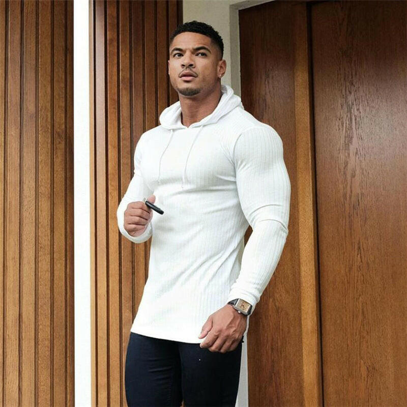 Men's Long Sleeve T-shirt Fitness High Collar Knitted Bottom Shirt - muscleflexzone