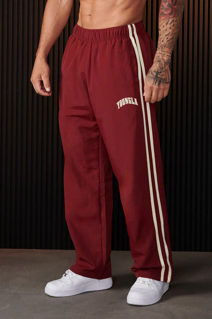 Double-strip stitched printed casual pants - muscleflexzone