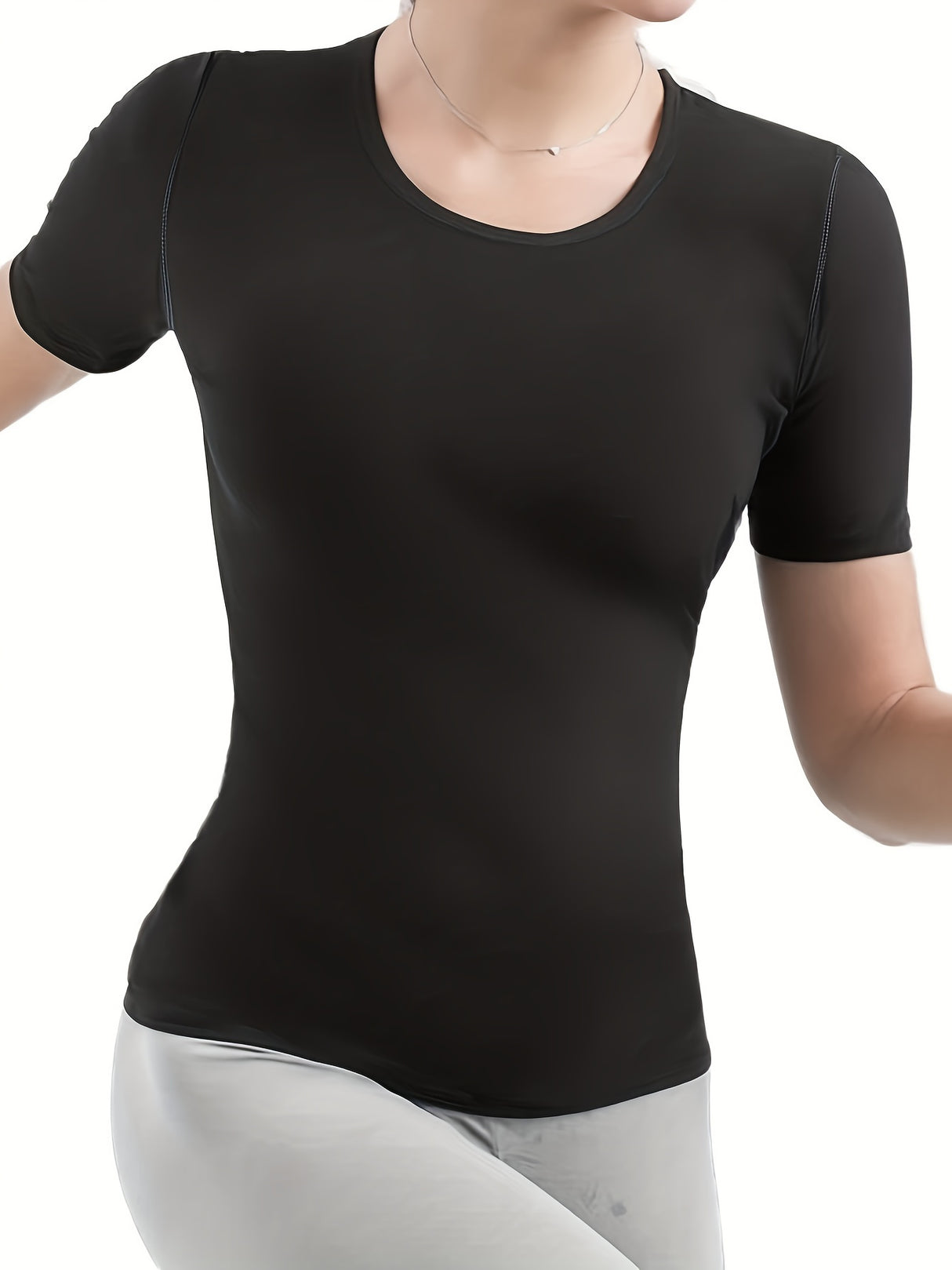 Womens Sweat Sauna Tops with Short Sleeves and Crew Neck - muscleflexzone