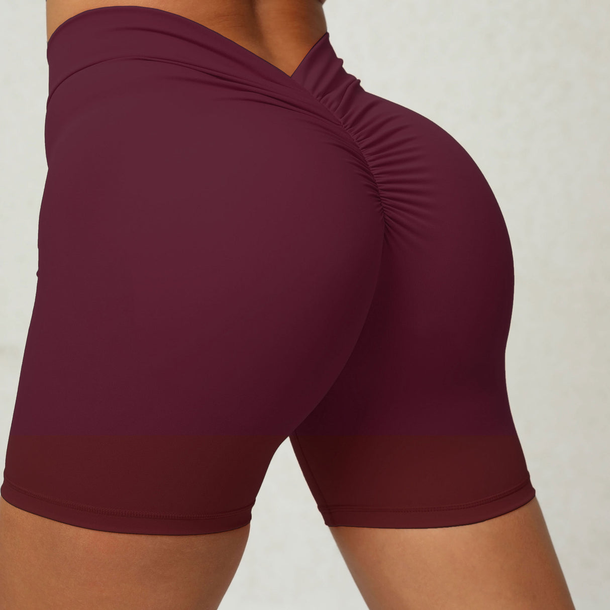 Back Waist Deep V-shaped Wrinkle Tight Yoga Shorts - muscleflexzone