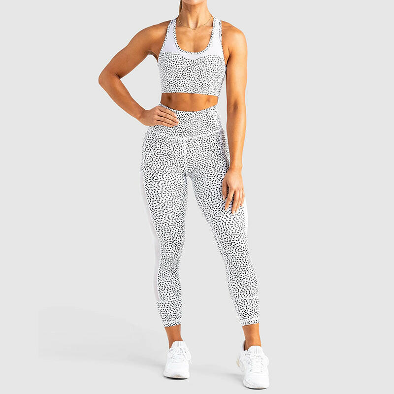 Yoga Patchwork Fitness Suit Spot Print Vest Suit - muscleflexzone