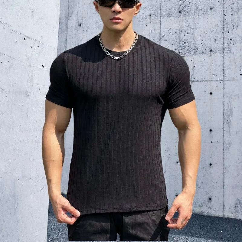MFZ Round Collar elasticity Fitness T-shirt - muscleflexzone