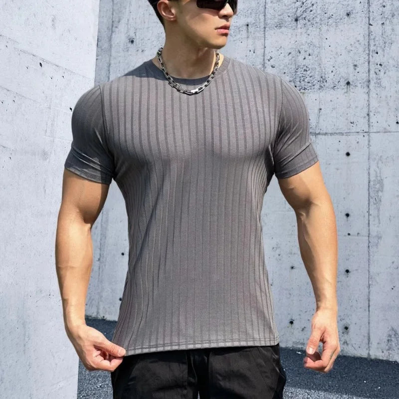 MFZ Round Collar elasticity Fitness T-shirt - muscleflexzone