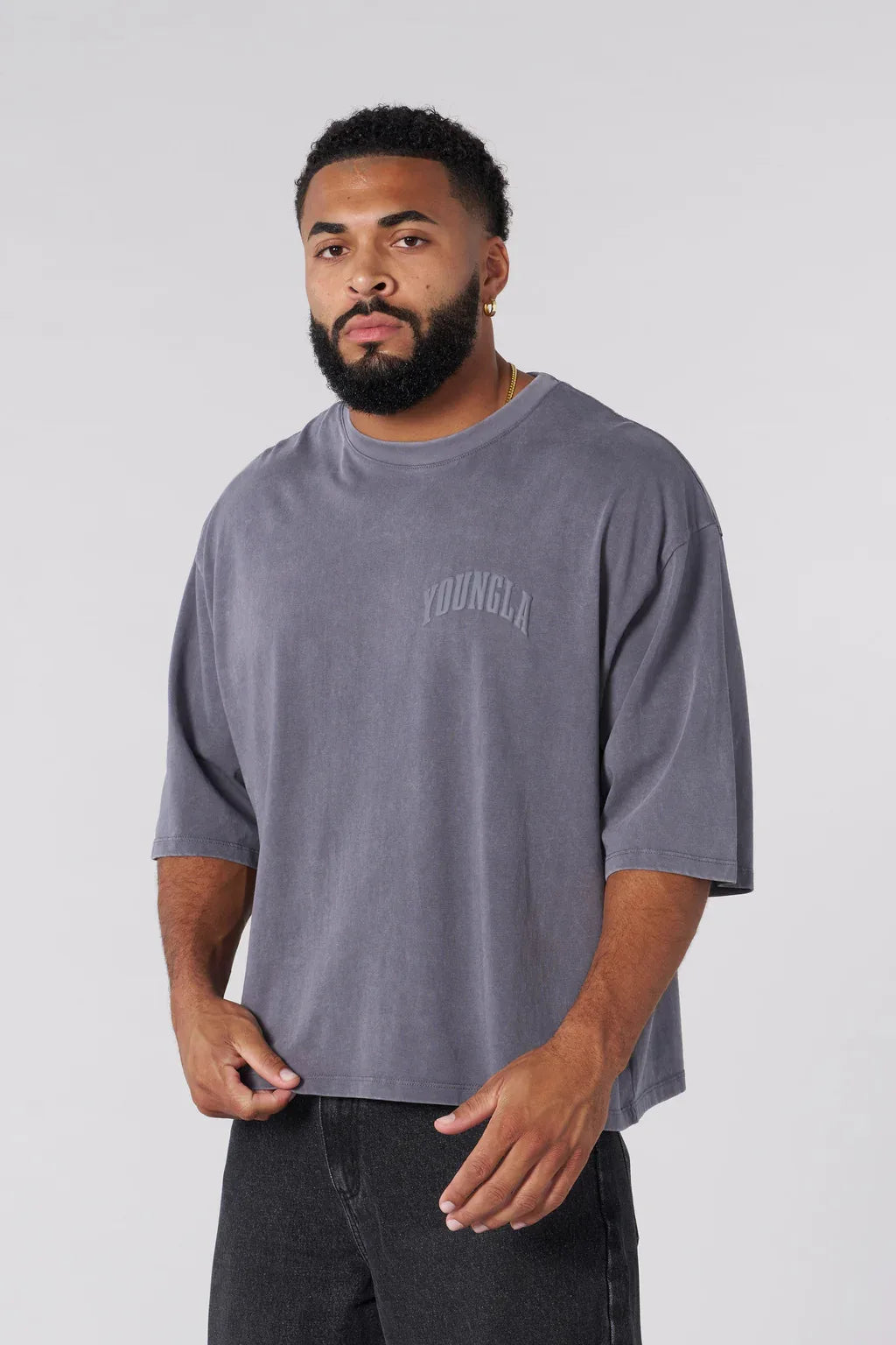 Men's oversized T-shirt foam print cotton - muscleflexzone