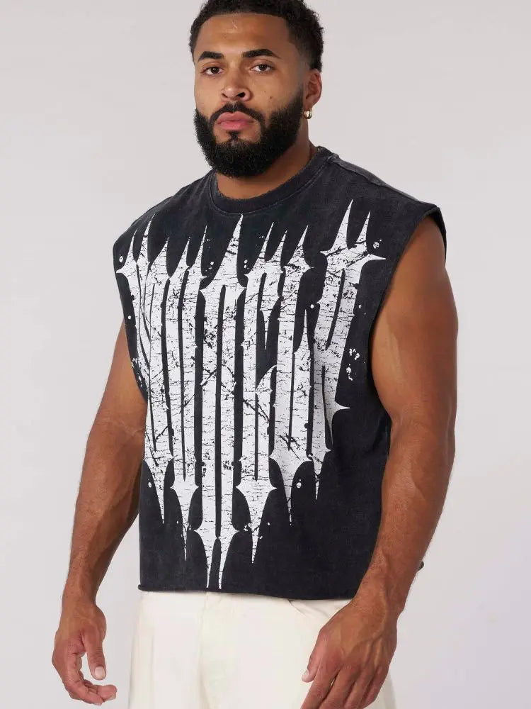 Men's Cotton Tank Top Short O-Neck - muscleflexzone