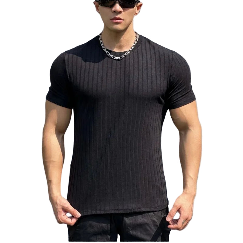MFZ Round Collar elasticity Fitness T-shirt - muscleflexzone