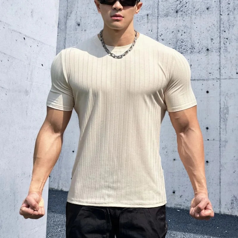 MFZ Round Collar elasticity Fitness T-shirt - muscleflexzone