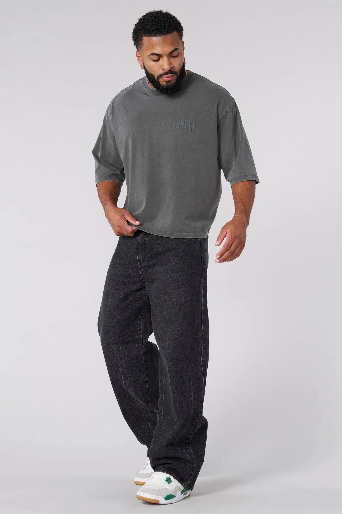 Men's oversized T-shirt foam print cotton - muscleflexzone