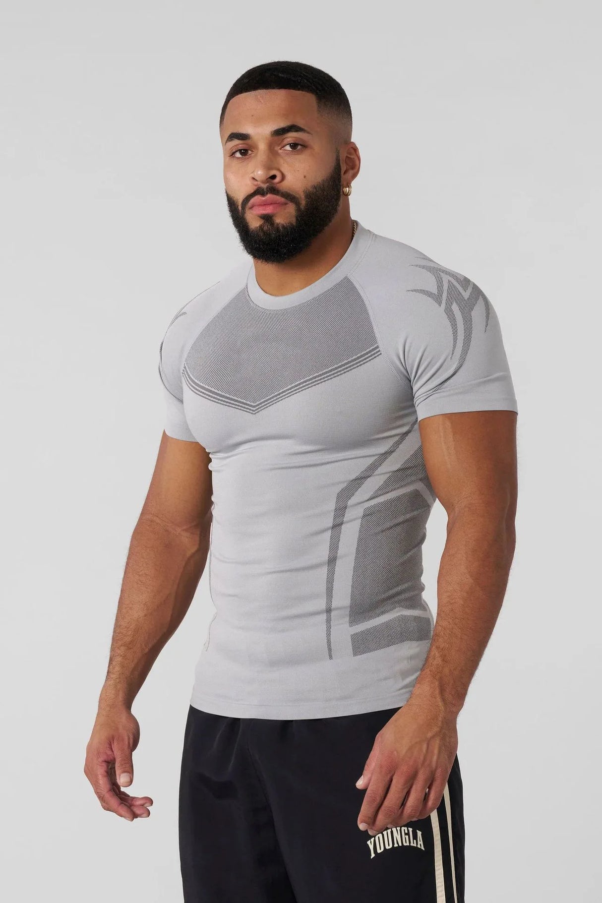 Men's Sportswear T-shirt Quick-Drying Elastic Casual O-Neck Knit Polyester Top Breathable Geometric Pattern Summer Trendy Brand - muscleflexzone