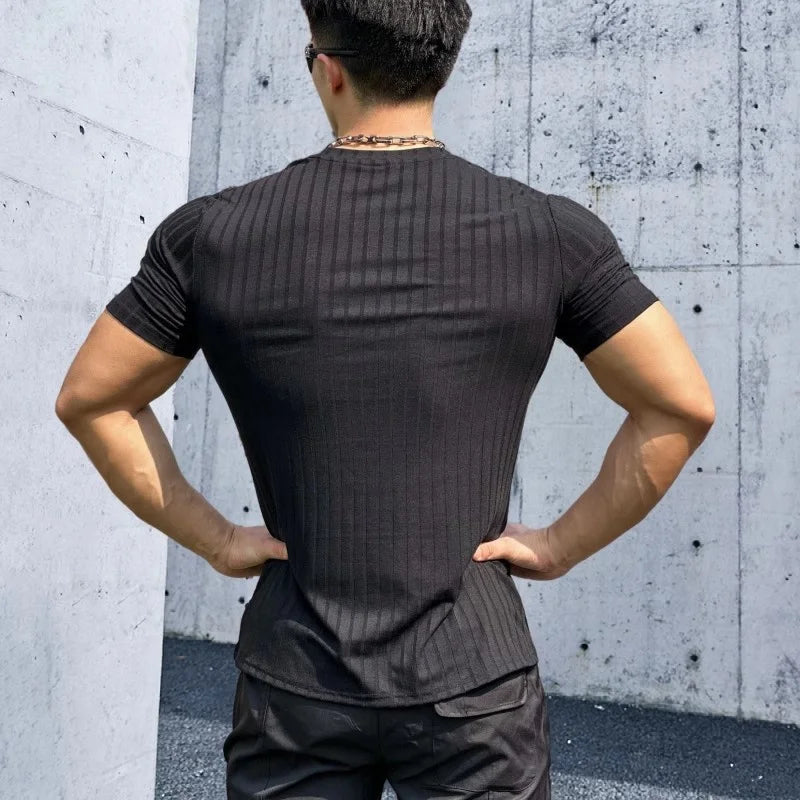 MFZ Round Collar elasticity Fitness T-shirt - muscleflexzone