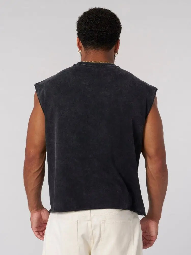 Men's Cotton Tank Top Short O-Neck - muscleflexzone