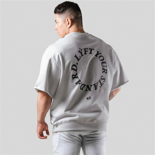 Men's Oversized Half Sleeve Cotton T-Shirt Gym wear LYFT YOUR STANDARDS - muscleflexzone