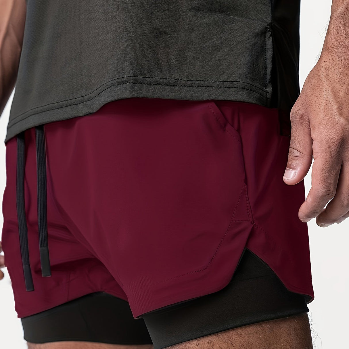 Men's 2-in-1 Double Layer Shorts With Inner Pocket - muscleflexzone