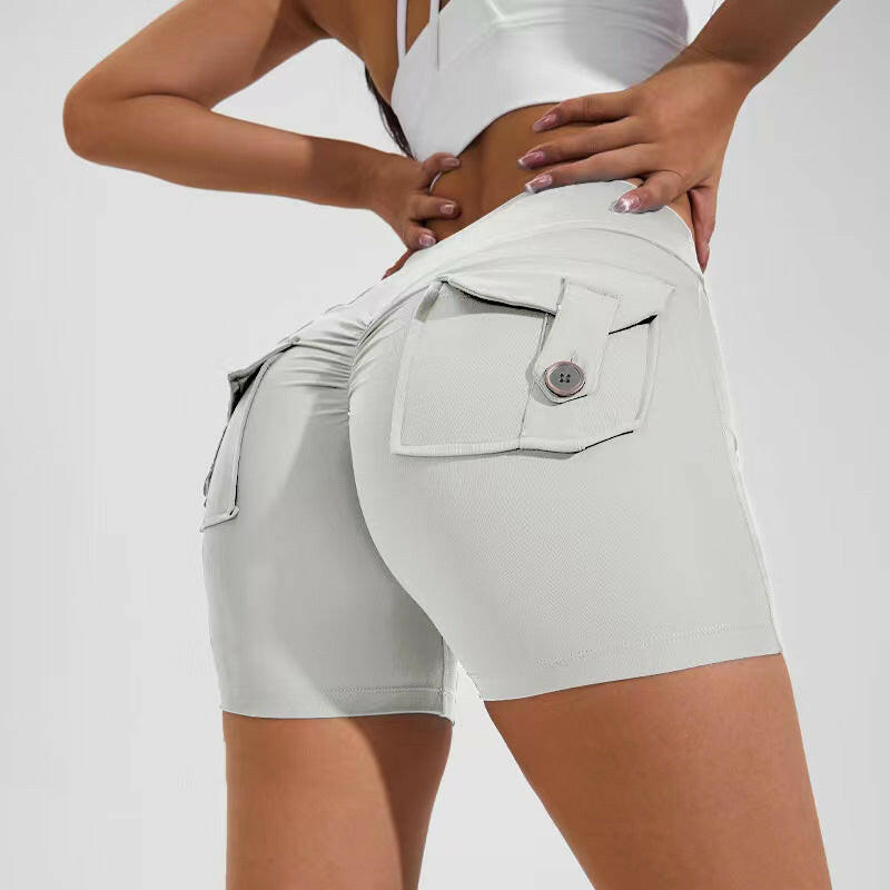 High Waist Hip Lifting Shorts With Pockets - muscleflexzone