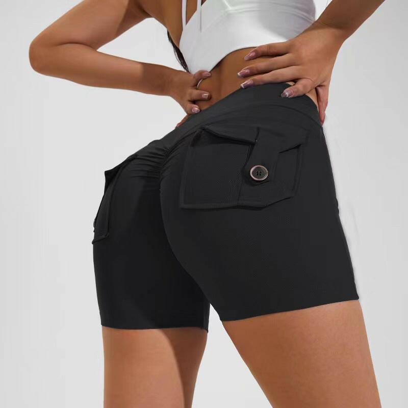 High Waist Hip Lifting Shorts With Pockets - muscleflexzone