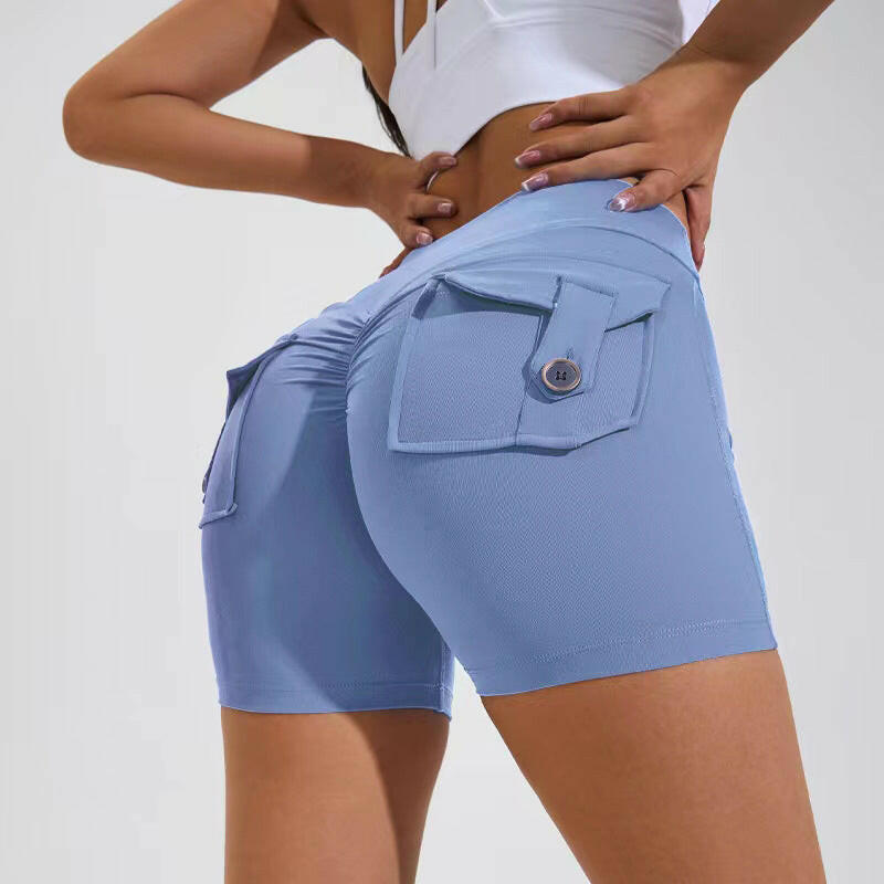 High Waist Hip Lifting Shorts With Pockets - muscleflexzone