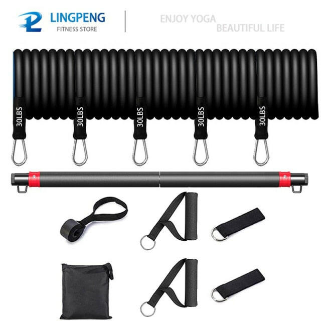 Fitness Resistance Rubber Band Yoga Elastic Band Upgrade Training Bar Set - muscleflexzone