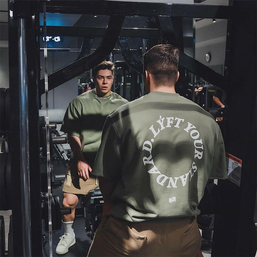 Men's Oversized Half Sleeve Cotton T-Shirt Gym wear LYFT YOUR STANDARDS - muscleflexzone