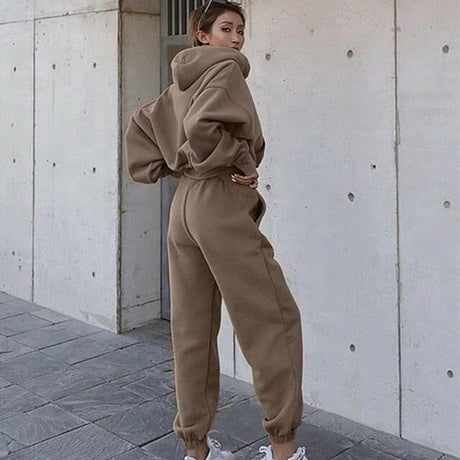 Women Warm Hoodie and Pants Set - muscleflexzone