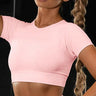 Sport Set Fitness Women Running Leggings Short Sleeve Tops - muscleflexzone