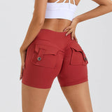 High Waist Hip Lifting Shorts With Pockets - muscleflexzone