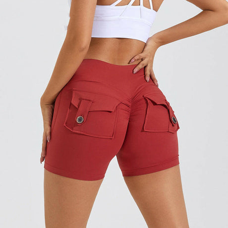 High Waist Hip Lifting Shorts With Pockets - muscleflexzone