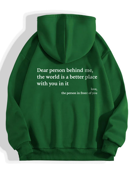 Women's Plush Letter Printed Kangaroo Pocket Drawstring Printed Hoodie Unisex Trendy Hoodies - muscleflexzone