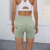 High Waist Hip Lifting Shorts With Pockets - muscleflexzone