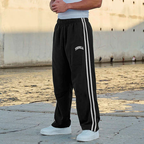 Double-strip stitched printed casual pants - muscleflexzone