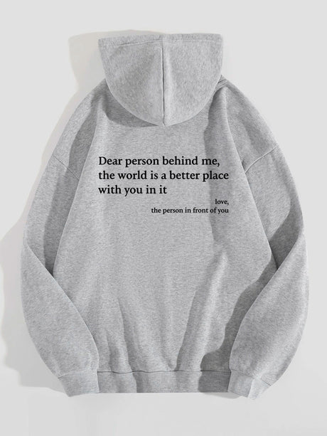 Women's Plush Letter Printed Kangaroo Pocket Drawstring Printed Hoodie Unisex Trendy Hoodies - muscleflexzone
