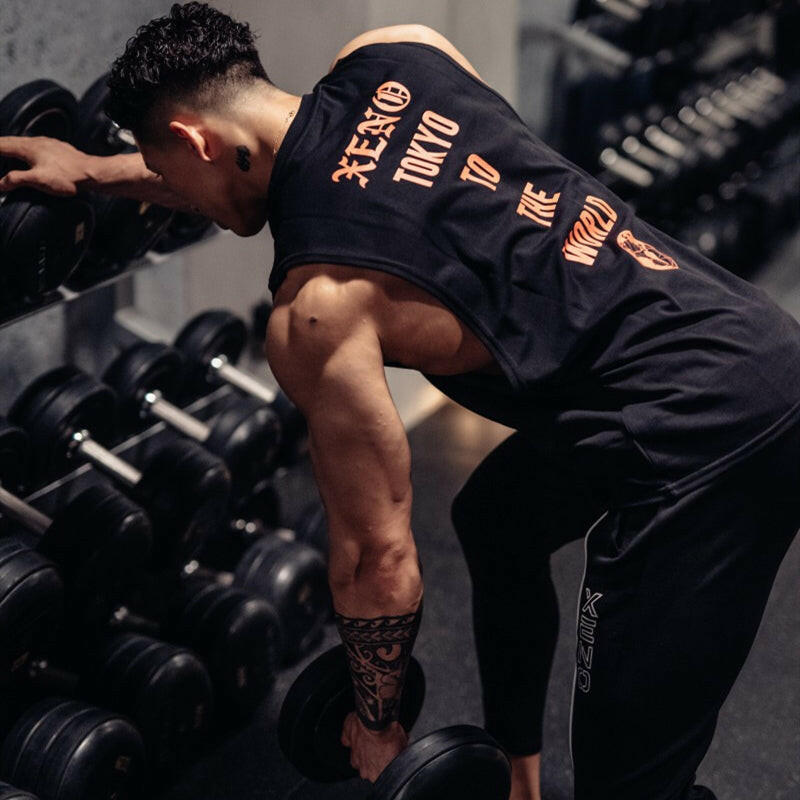 Summer Men's Sleeveless Fitness T-shirt Training Vest - muscleflexzone