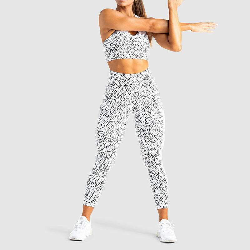 Yoga Patchwork Fitness Suit Spot Print Vest Suit - muscleflexzone
