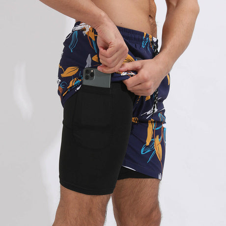 Printed Beach Shorts Double Layer Casual Sport Shorts - muscleflexzone
