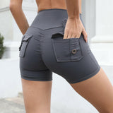 High Waist Hip Lifting Shorts With Pockets - muscleflexzone