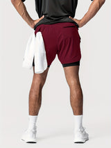 Men's 2-in-1 Double Layer Shorts With Inner Pocket - muscleflexzone