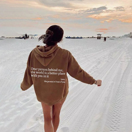 Women's Plush Letter Printed Kangaroo Pocket Drawstring Printed Hoodie Unisex Trendy Hoodies - muscleflexzone