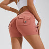 High Waist Hip Lifting Shorts With Pockets - muscleflexzone