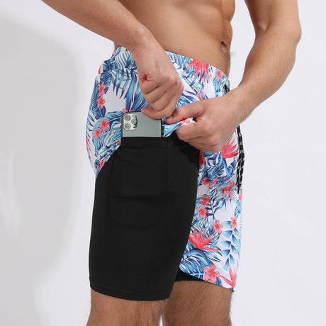 Printed Beach Shorts Double Layer Casual Sport Shorts - muscleflexzone