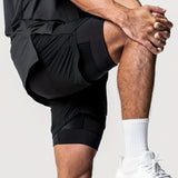 Men's 2-in-1 Double Layer Shorts With Inner Pocket - muscleflexzone