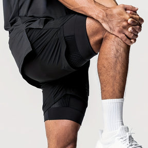 Men's 2-in-1 Double Layer Shorts With Inner Pocket - muscleflexzone